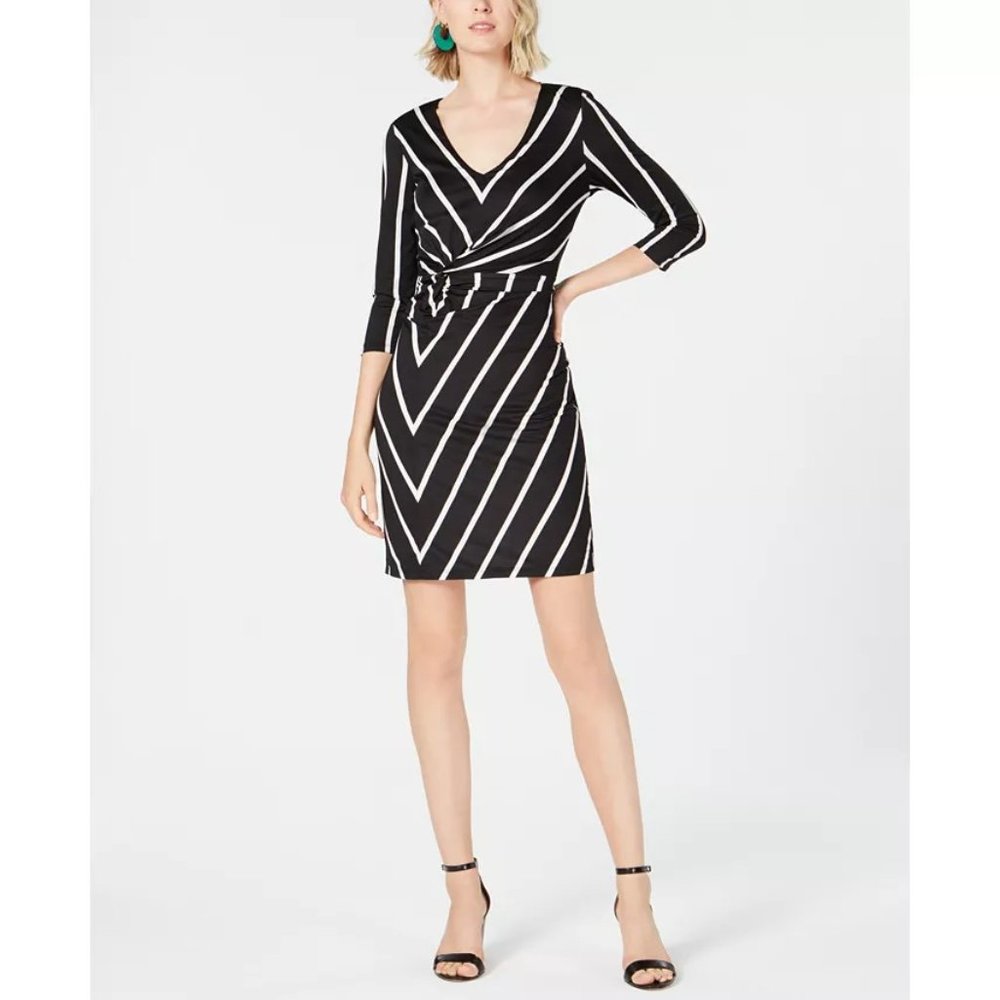 NWT Womens Petite Size P PP INC International Concepts Striped Twist Front Dress
